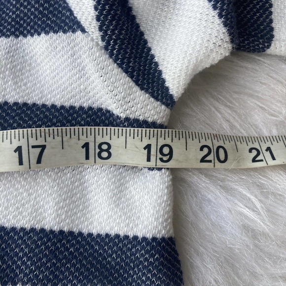 Caslon Top Sz Small Blue White Striped Bell Sleeve Knit Tunic Tie Sleeves Winter - Picture 7 of 9